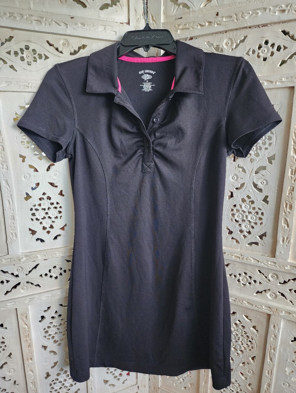 Reel Legends Black Short Sleeve Polo Athletic Dress- Womens Size Medium